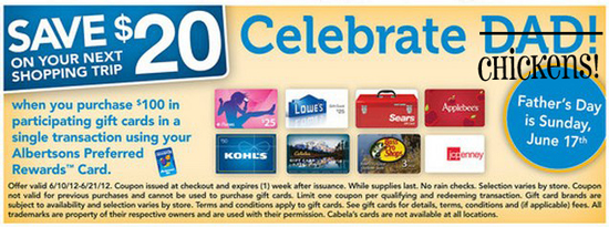 Don't forget about Albertsons catalina gift card promotion! I scored