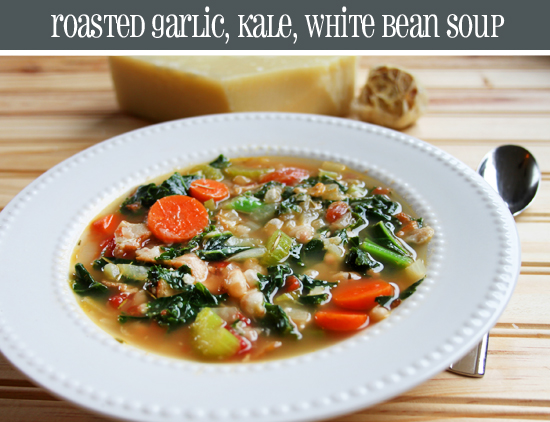 Roasted Garlic, Kale, White Bean Soup recipe