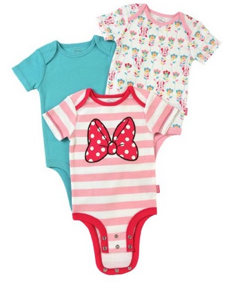 Amazon.com_ Disney Cuddly Bodysuit with Grow an Inch Snaps, Minnie Mouse _Classic Bow_ 3 Pack_ Clothing