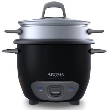 Aroma 6-Cup Pot Style Rice Cooker and Food Steamer (ARC-743-1NGB)