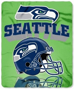 Seattle Seahawks NFL Green Reflecting Helmet Lightweight Fleece Throw Blanket 50x60