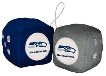 Seattle Seahawks NFL Team Logo Plush Fuzzy Dice