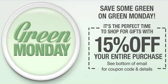 6pm- Green Monday 15 percent off