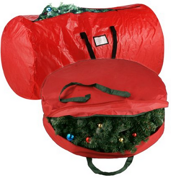 Elf Stor Deluxe Red Christmas Tree Storage Bag & Canvas 30 Inch Wreath Bag