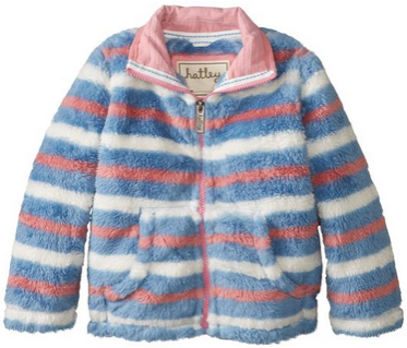 Hatley Little Girls Fuzzy Fleece Jacket - Winter Stripes