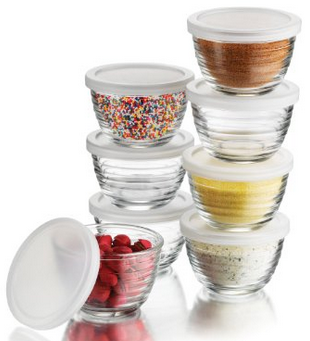 Libbey 16-Piece 6.25-Ounce Glass Bowl Set with Plastic Lid