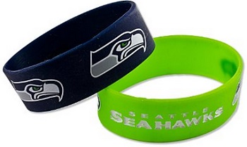 NFL Seattle Seahawks Silicone Rubber Bracelet Set, 2-Pack
