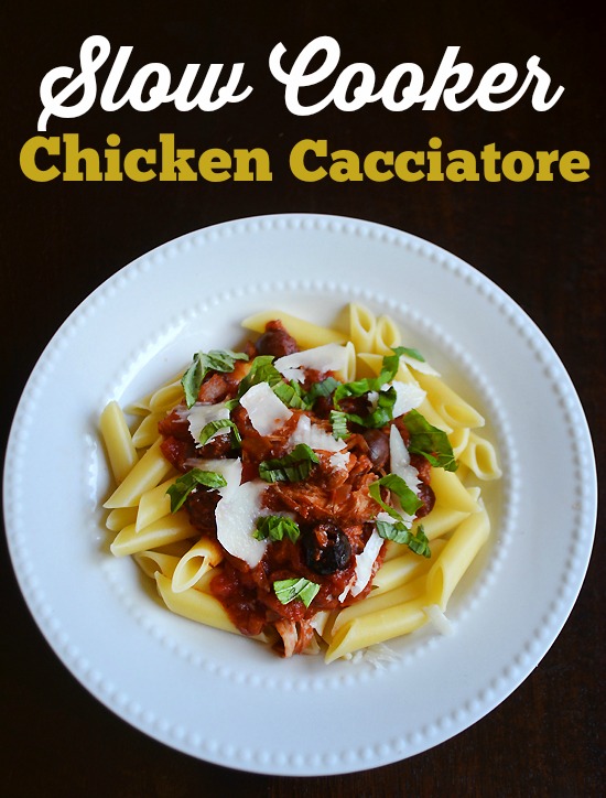 Slow Cooker Chicken Cacciatore - Chicken, tomatoes, onion, bell peppers, wine and more, make this a delicious meal in your Crockpot!