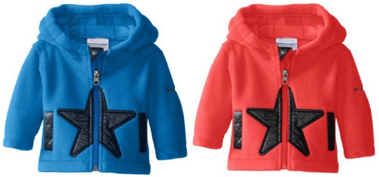 Columbia Baby-Boys Infant Star Bright Fleece Full Zip Hoodie- blue and red