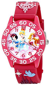 Disney Kids W001510 Time Teacher 3D Disney Princess Watch With Pink Plastic Band