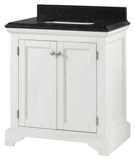 Home Decorators Collection Cedar Cove 30 in. Vanity in White with Granite Vanity Top in Blue Butterfly
