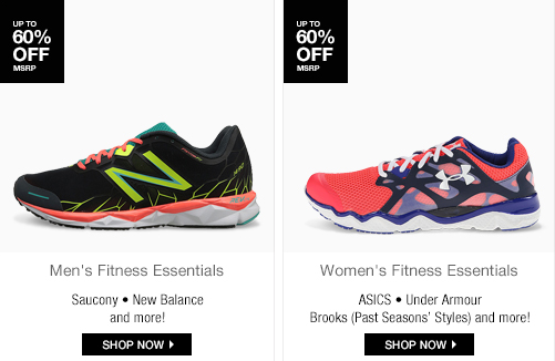 Men and Women's Fitness Essentials up to 60percent off