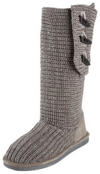 BEARPAW Womens Knit Tall Boot- grey