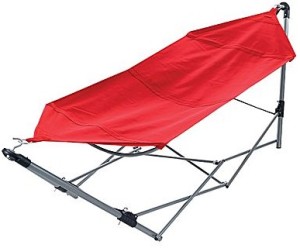 Stalwart Portable Canvas Hammock With Frame Stand and Carrying Bag, red