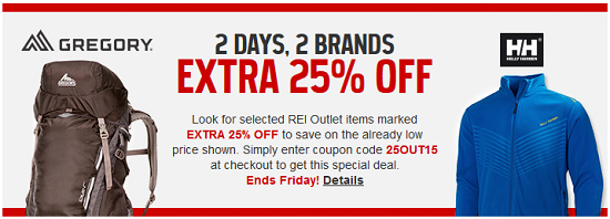 REI Outlet - 2 days of deals 5-7-15