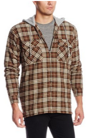 Riggs Mens Big-Tall Outerwear Hooded Flannel Brown Tan Jacket