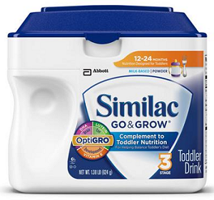 Similac Go & Grow Milk Based Toddler Drink with Iron, Stage 3, 1.38lb container