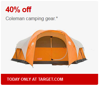 Target - 40percent off Coleman camping gear