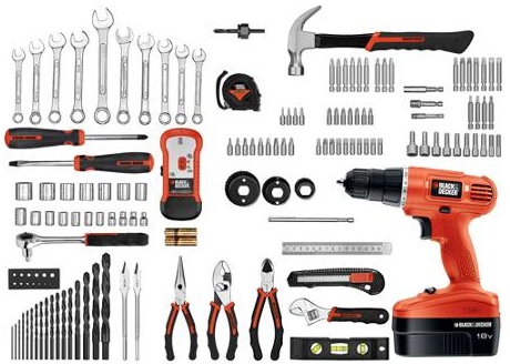 Black & Decker 18-Volt NiCad Drill and 133 pieces Home Project Kit