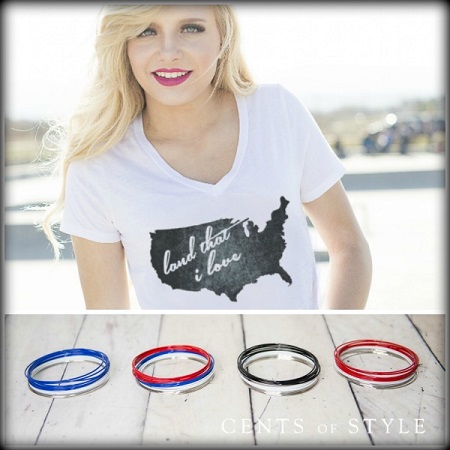 Cents of Style - Land That I Love t-shirt and bracelet