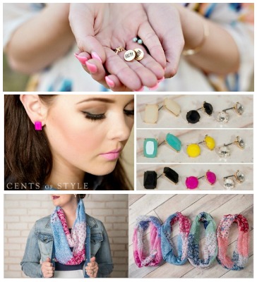 Cents of Style - stud earrings and infinity scarf