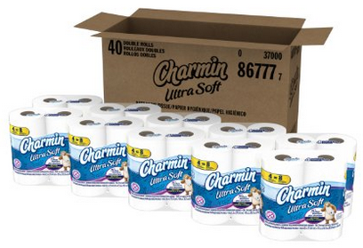 Charmin Ultra Soft Toilet Paper 40 Double Roll (10 Packs of 4 Double Rolls)