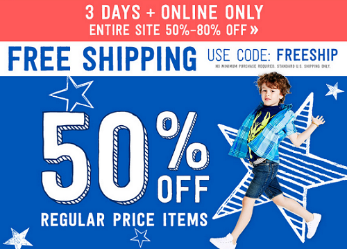 Crazy 8 - free shipping entire site 50-80 percent off