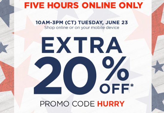 Kohls - extra 20percent 5 hours only HURRY