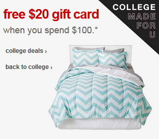 Target - 20dollar gc with 100 college purchase