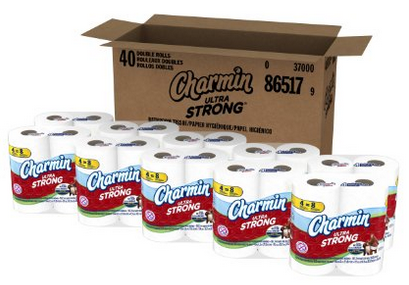 Charmin Ultra Strong Toilet Paper 40 Double Roll (10 Packs of 4 Double Rolls)