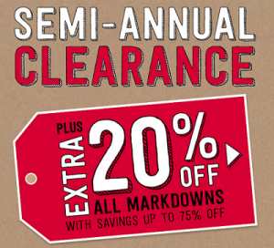 Crazy 8 - semi-annual clearance plus extra 20percent off markdowns