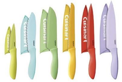 Cuisinart 12-Piece Ceramic Coated Color Knife Set with Blade Guards