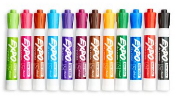 Expo 2 Low-Odor Dry Erase Markers, Chisel Tip, 16-Pack, Assorted Colors