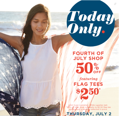 Old Navy - 50percent off 4th of July Shop