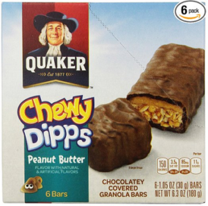 Quaker Peanut Butter Chewy Dipps Granola Bars,1.05 oz bars 6 Bars per Pack (Pack of 6)