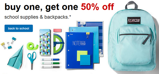 target - bogo50 school supplies and backpacks