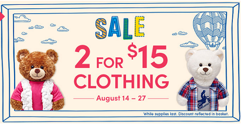 Build-a-Bear clothing 2 for 15