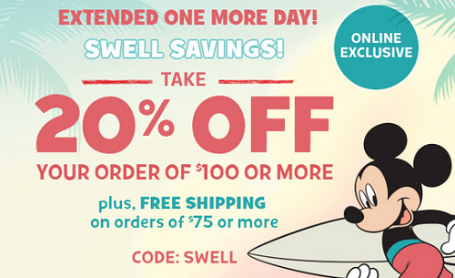 Disney Store - 20percent off 100 extended