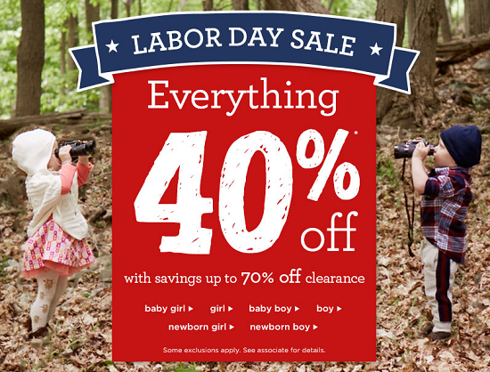 Gymboree Labor Day Sale - 40percent off
