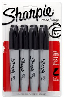 Sharpie 38264PP Chisel Tip Permanent Marker, Black, 4-Pack