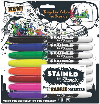 Sharpie Stained Permanent Fabric Marker, Assorted, 8-Pack (SAN1779005)