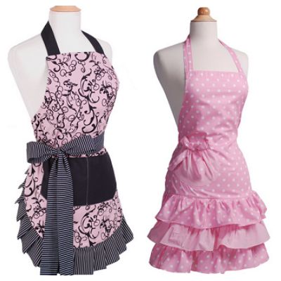 Flirty Aprons Women's Chic Pink and Strawberry Shortcake Aprons
