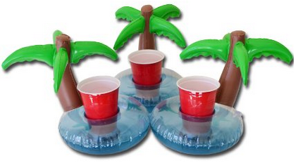 GoPong Floating Palm Island Drink Holder (Pack of 3), Multi Color
