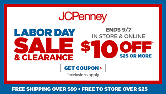 JCPenney - Labor Day 10 off 25