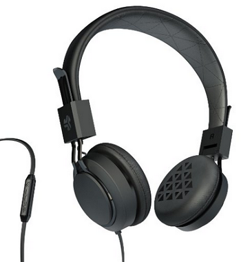 JLab INTRO Premium On-Ear Headphones, with Universal Mic (Black)