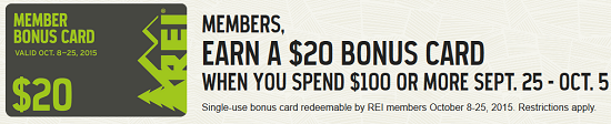 REI - 20dollar bonus card for members