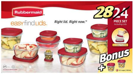 Rubbermaid Easy Find Lids 24-Piece Plus 4 Food Storage Set