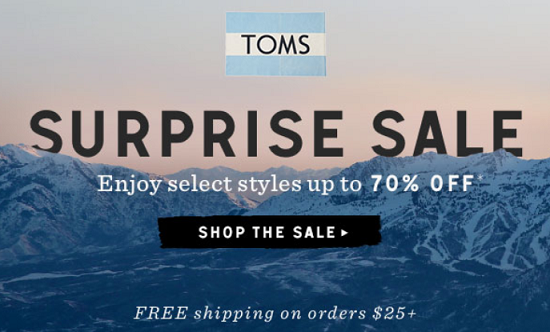 TOMS Surprise Sale 9-1-15