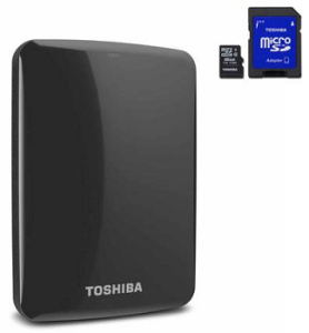 Toshiba 1tb usb 3.0 portable external hard drive with backup software Bundle with BONUS 16GB USB & 16GB Micro SD