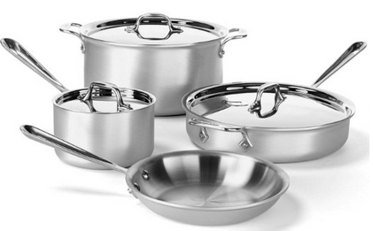 All-Clad 700393 MC2 Professional Master Chef 2 Stainless Steel Tri-Ply Bonded Cookware Set, 7-Piece, Silver